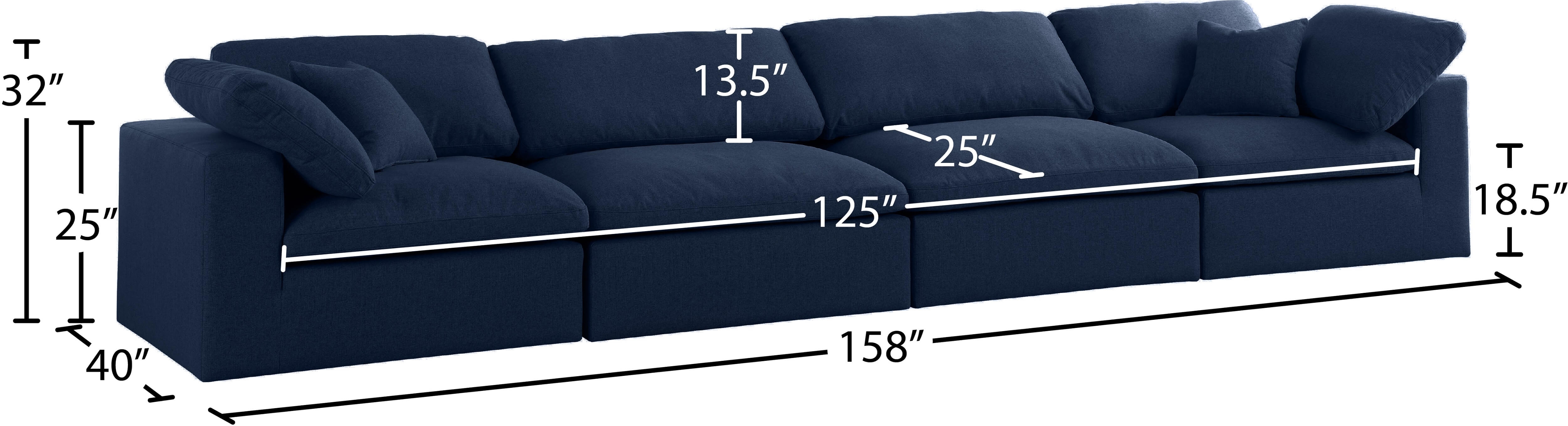 Serene 158" Linen Fabric Deluxe Comfort Modular Sofa