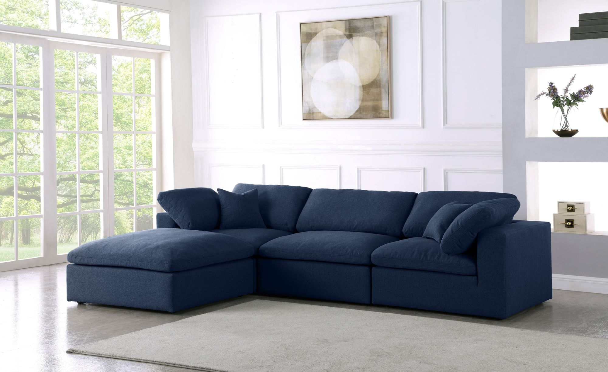 Serene 119" 4-Piece Linen Fabric Deluxe Comfort Modular Corner Sectional