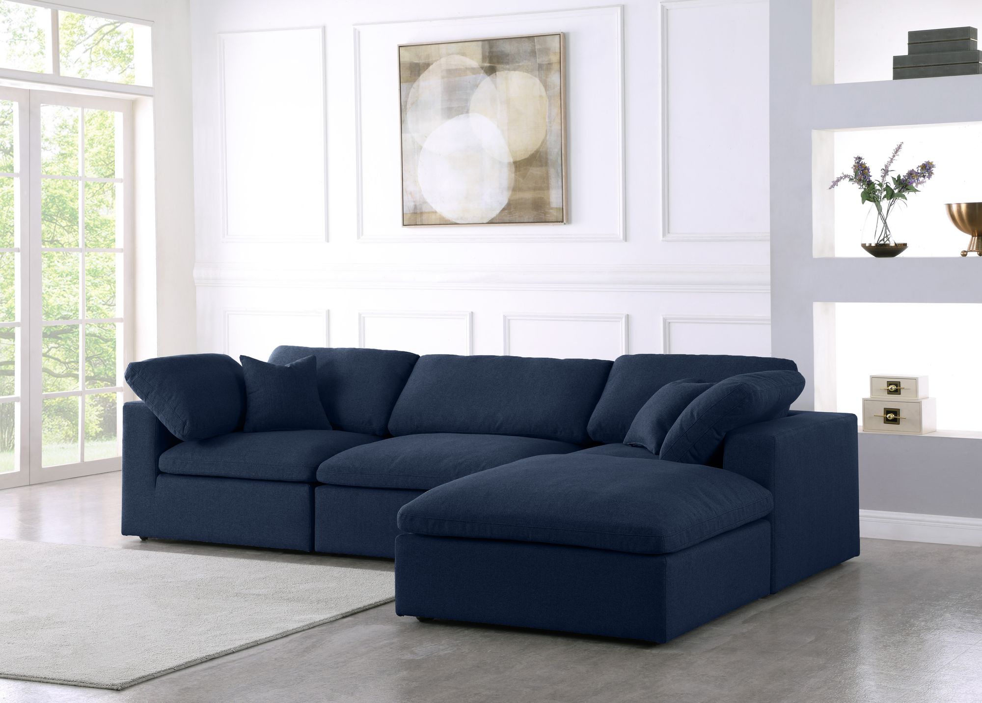 Serene 119" 4-Piece Linen Fabric Deluxe Comfort Modular Corner Sectional