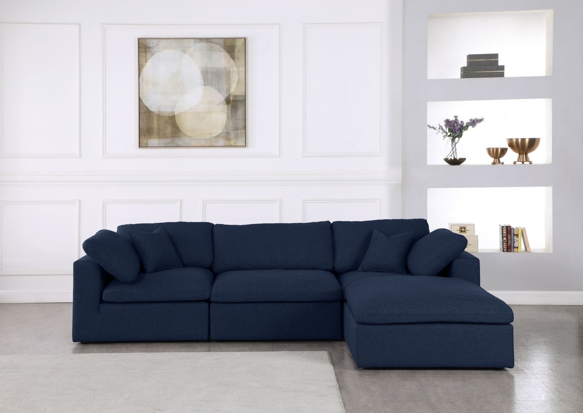 Serene 119" 4-Piece Linen Fabric Deluxe Comfort Modular Corner Sectional