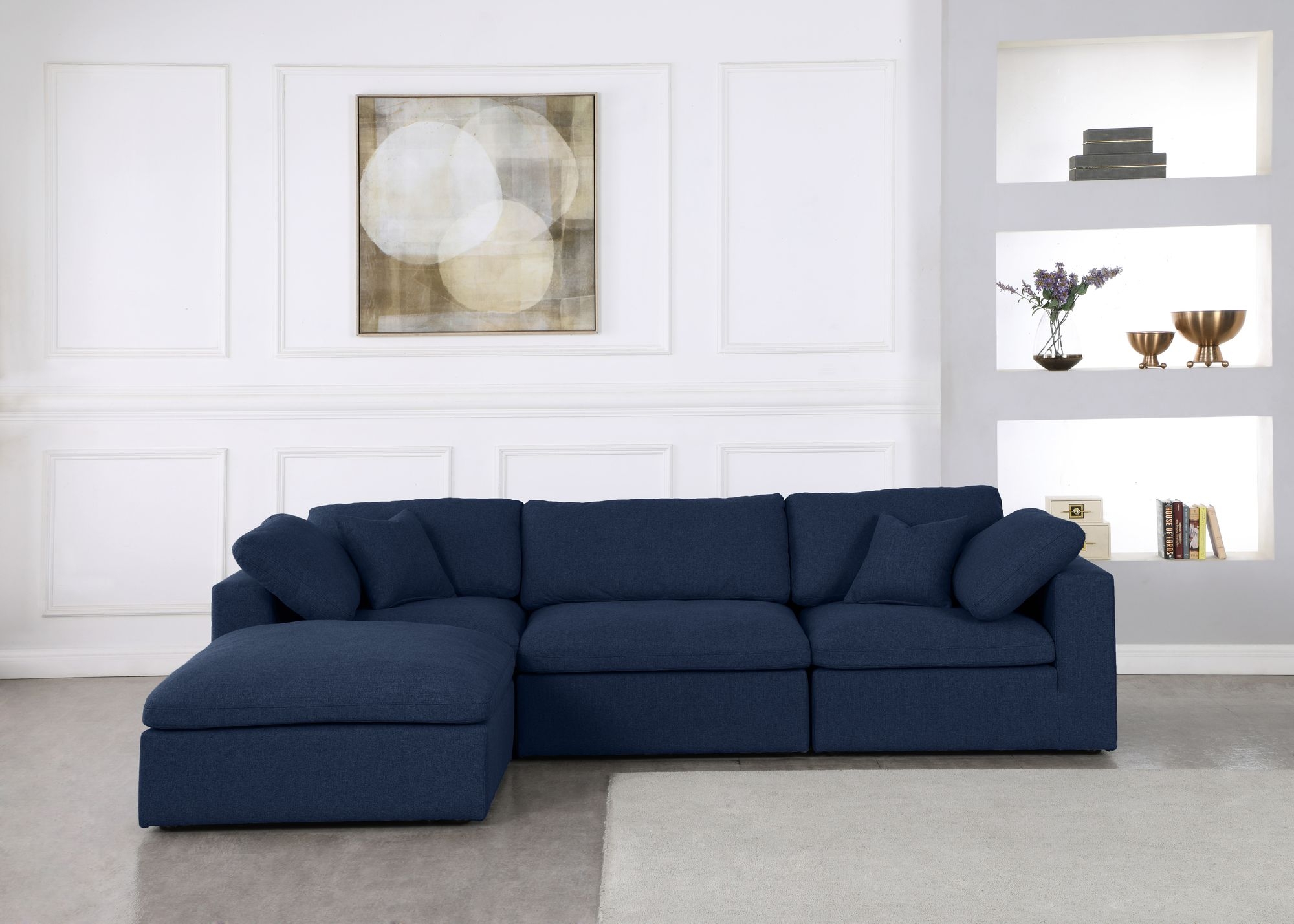 Serene 119" 4-Piece Linen Fabric Deluxe Comfort Modular Corner Sectional