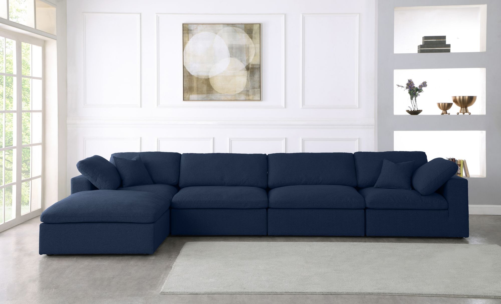 Serene 158" 5-Piece Linen Fabric Deluxe Comfort Modular Sectional
