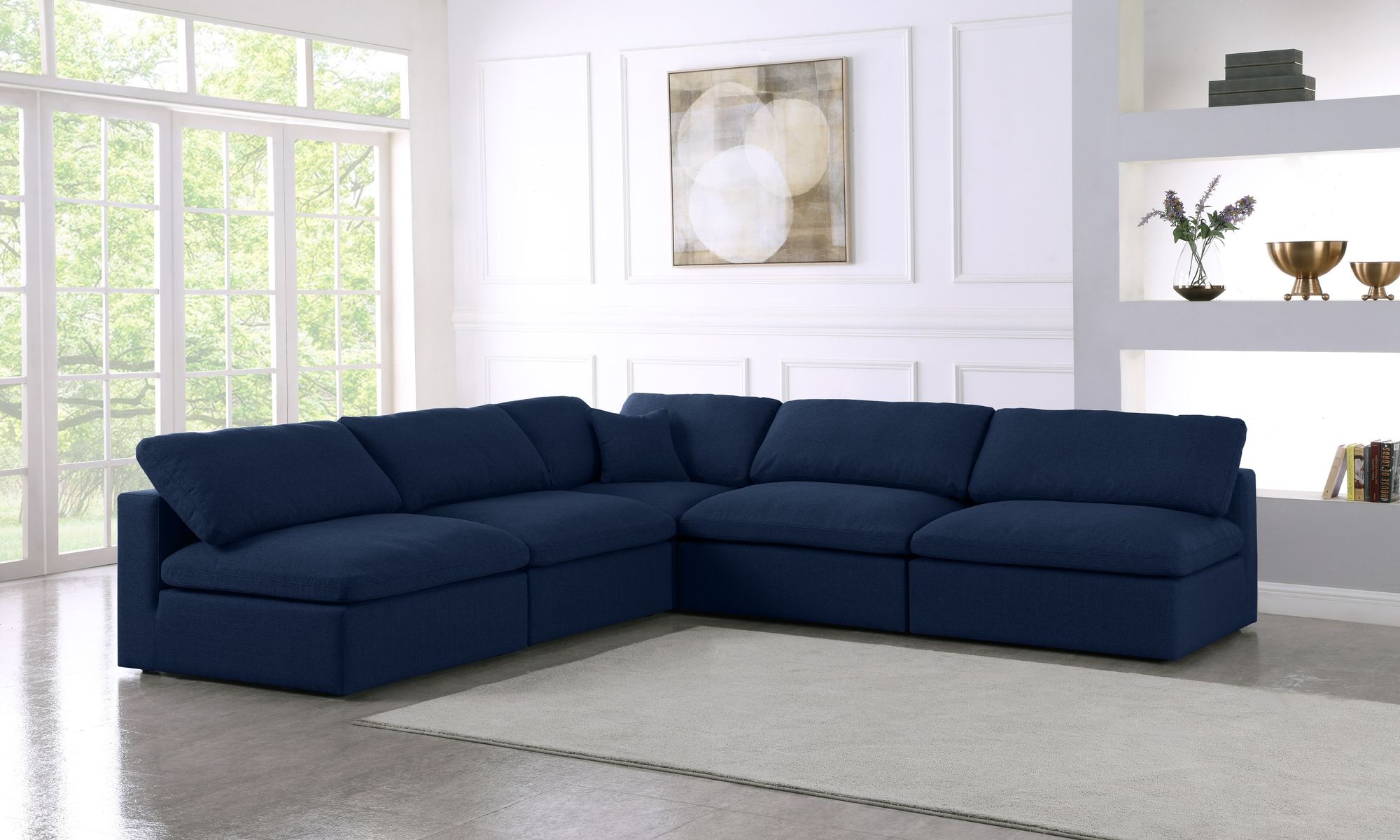 Serene 118" 5-Piece Linen Fabric Deluxe Comfort Modular Armless Sectional