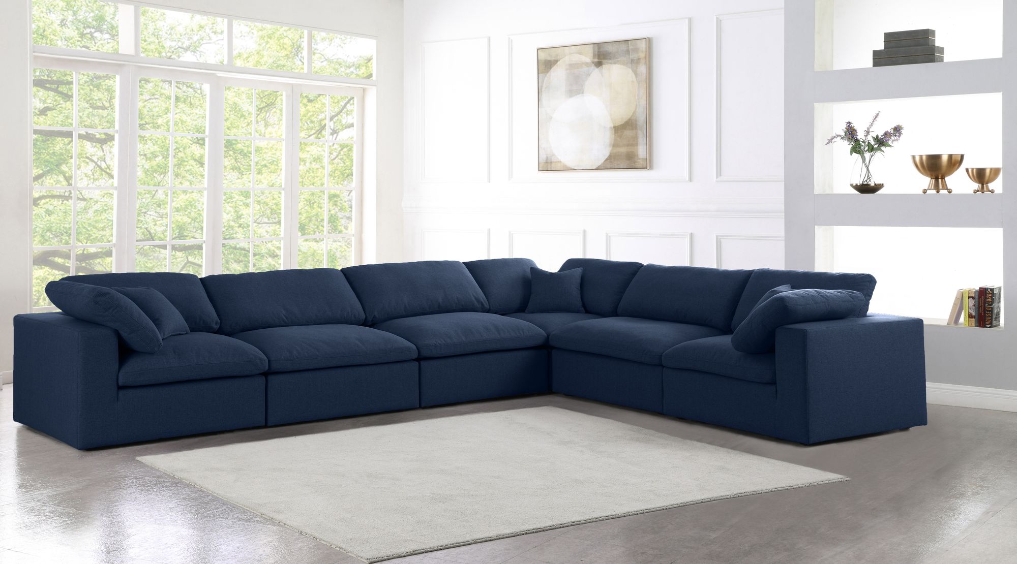 Serene 158" 6-Piece Linen Fabric Deluxe Comfort Modular Corner Sectional