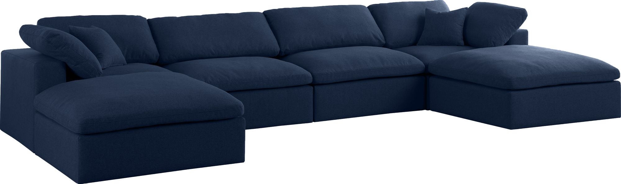 Serene 158" 6-Piece Linen Fabric Deluxe Comfort Modular U-Shape Sectional