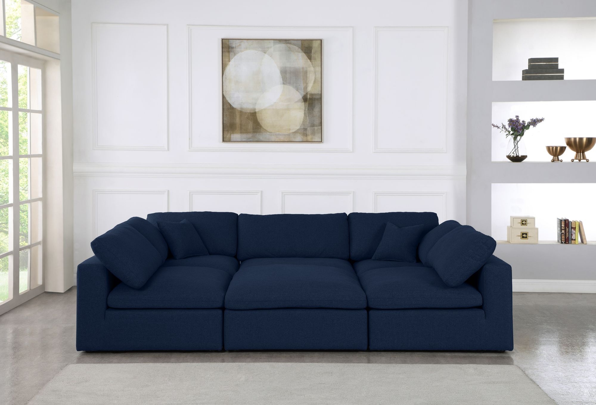 Serene 119" 6-Piece Linen Fabric Deluxe Comfort Modular Sectional