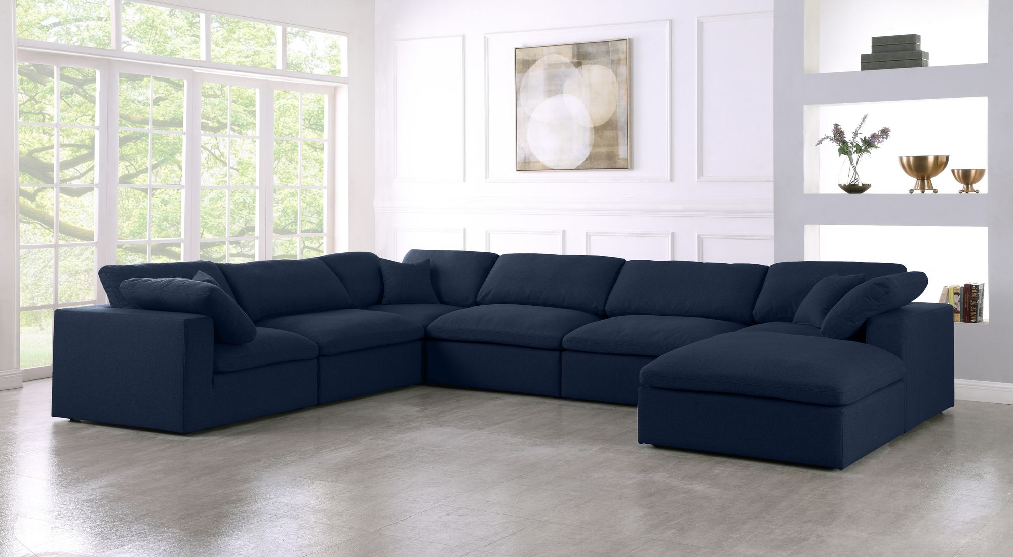 Serene 158" 7-Piece Linen Fabric Deluxe Comfort Modular Sectional