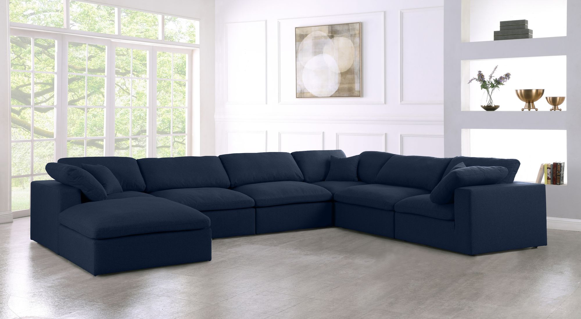 Serene 158" 7-Piece Linen Fabric Deluxe Comfort Modular Sectional