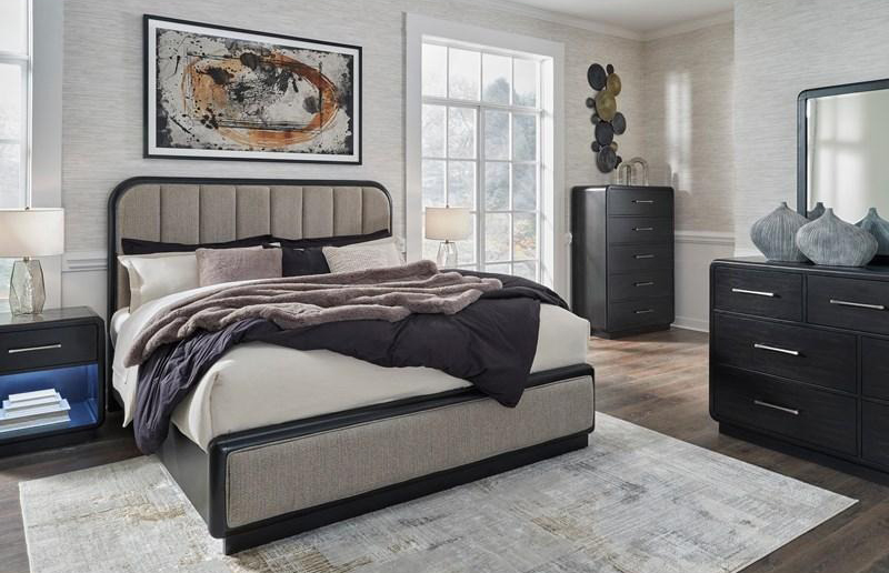 SM Rowanbeck Wood Upholstered Panel Bed