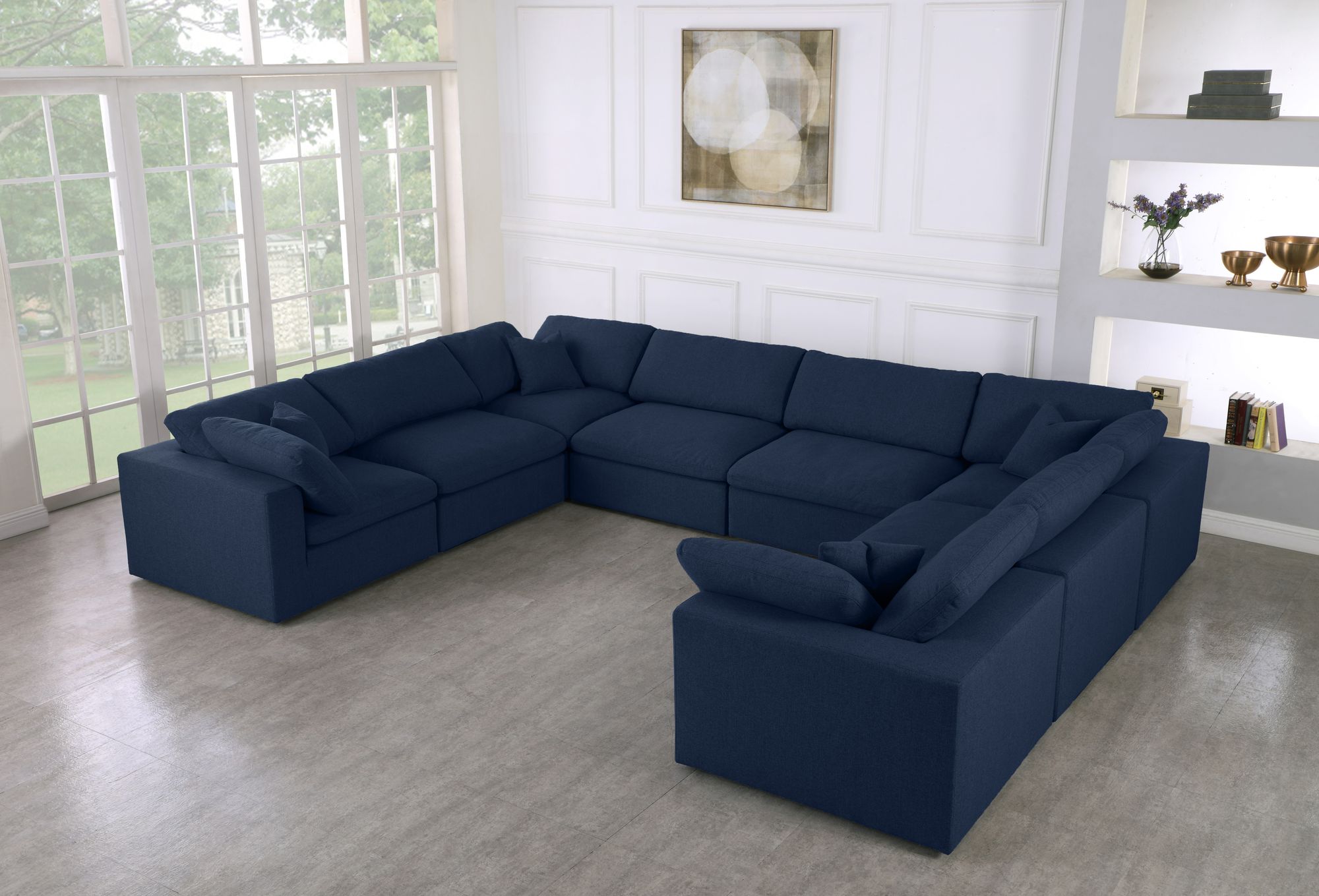 Serene 158" 8-Piece Linen Fabric Deluxe Comfort Modular Sectional