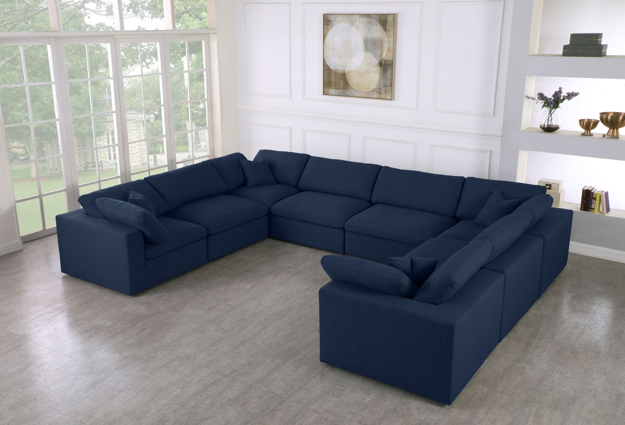 Serene 158" 8-Piece Linen Fabric Deluxe Comfort Modular Sectional