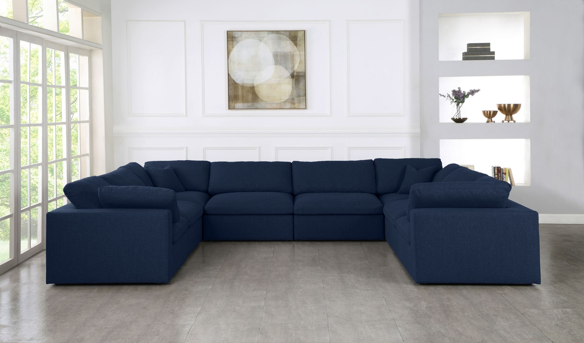 Serene 158" 8-Piece Linen Fabric Deluxe Comfort Modular Sectional