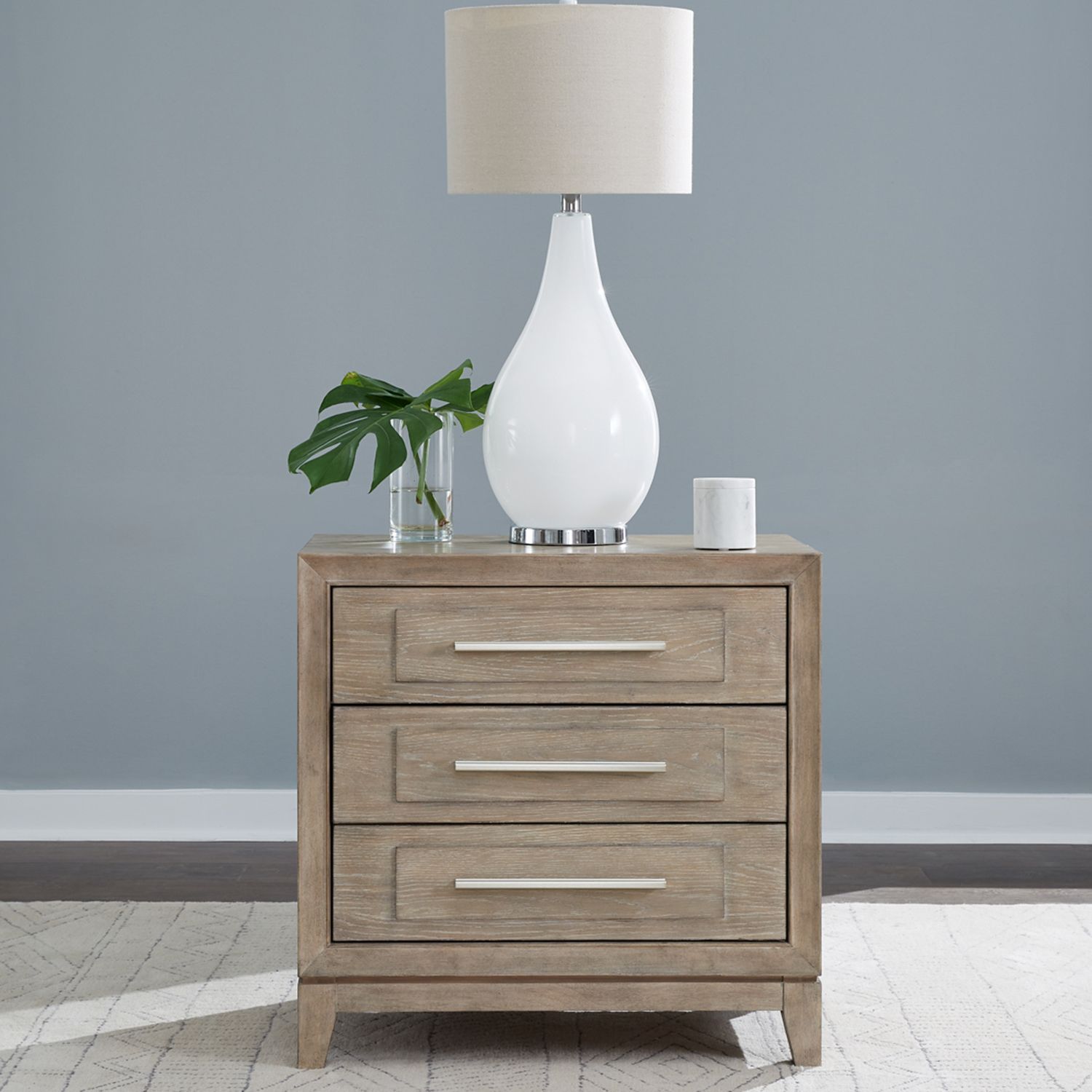 Brentwood Wood 3-Drawer Nightstand w/Charging Station