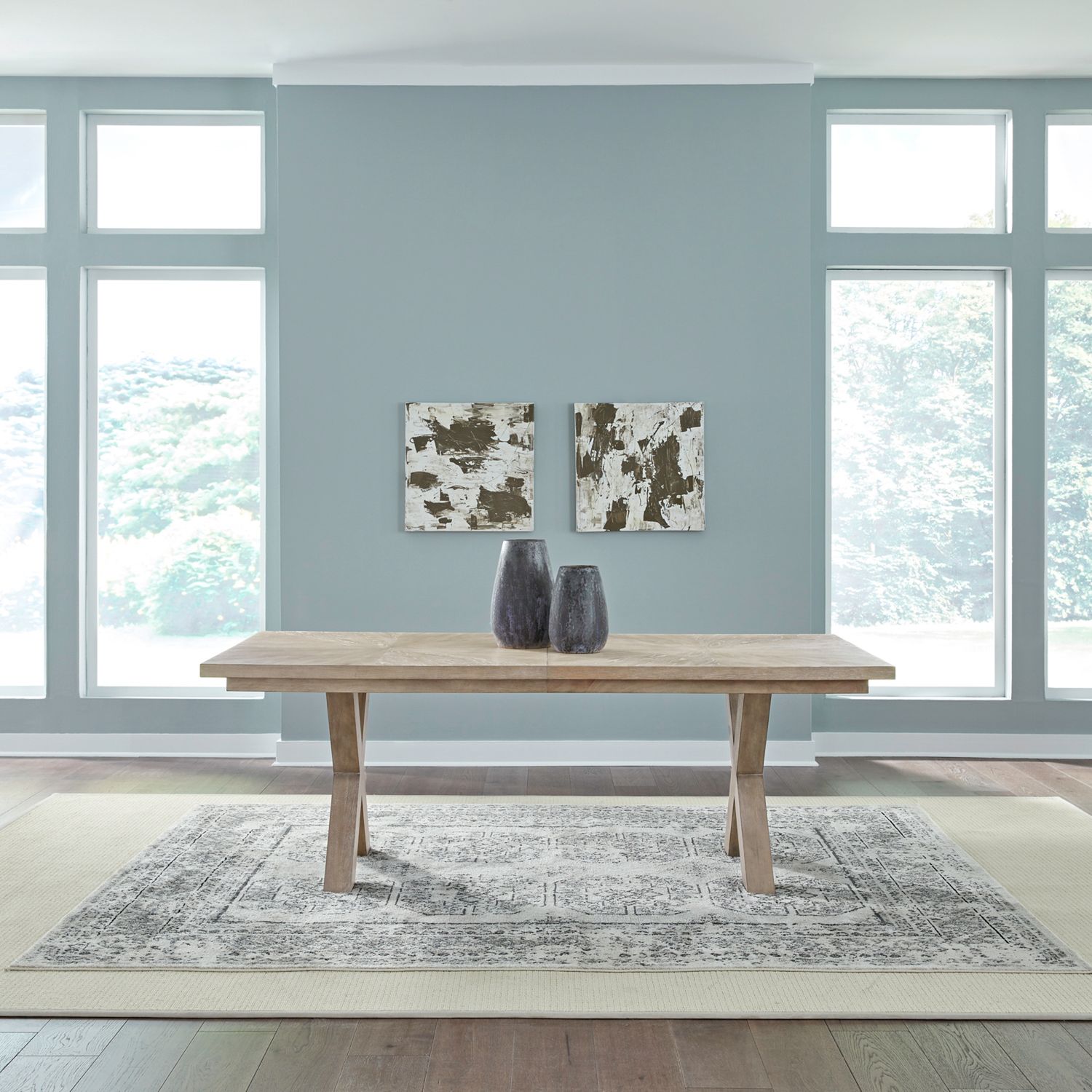 Brentwood Extendable Double Pedestal Dining Set | Sandstone