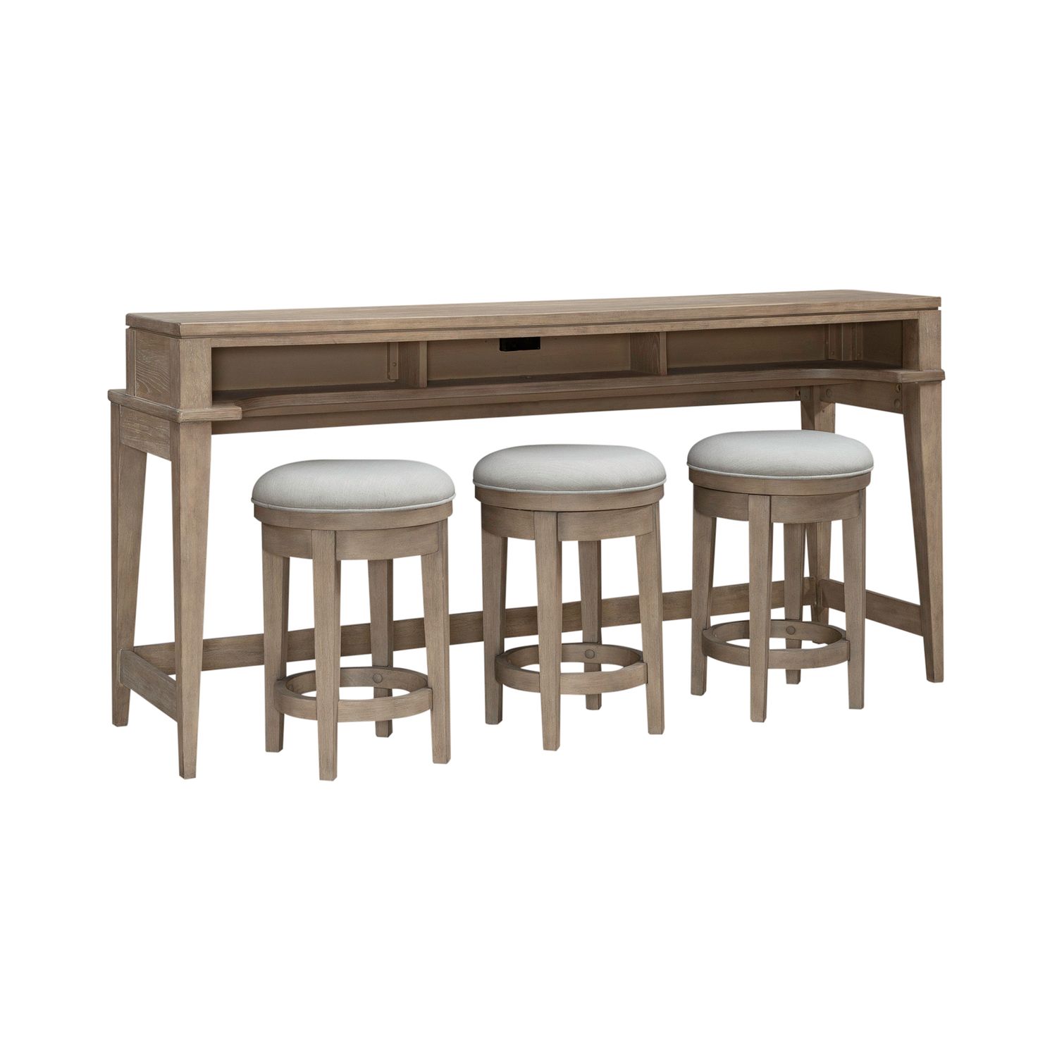 Brentwood Wood Console Bar Table Set with 3 Swivel Stools