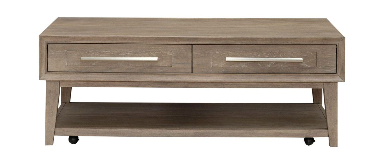 Brentwood Rectangular Wood 2-Drawer Cocktail Table w/Casters