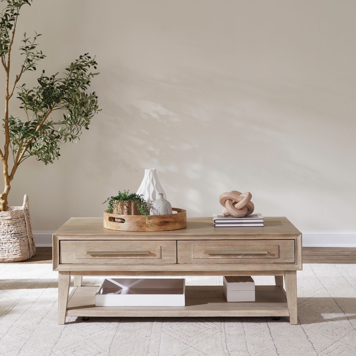 Brentwood 3-Piece Wood Cocktail Table Set | Sandstone Finish