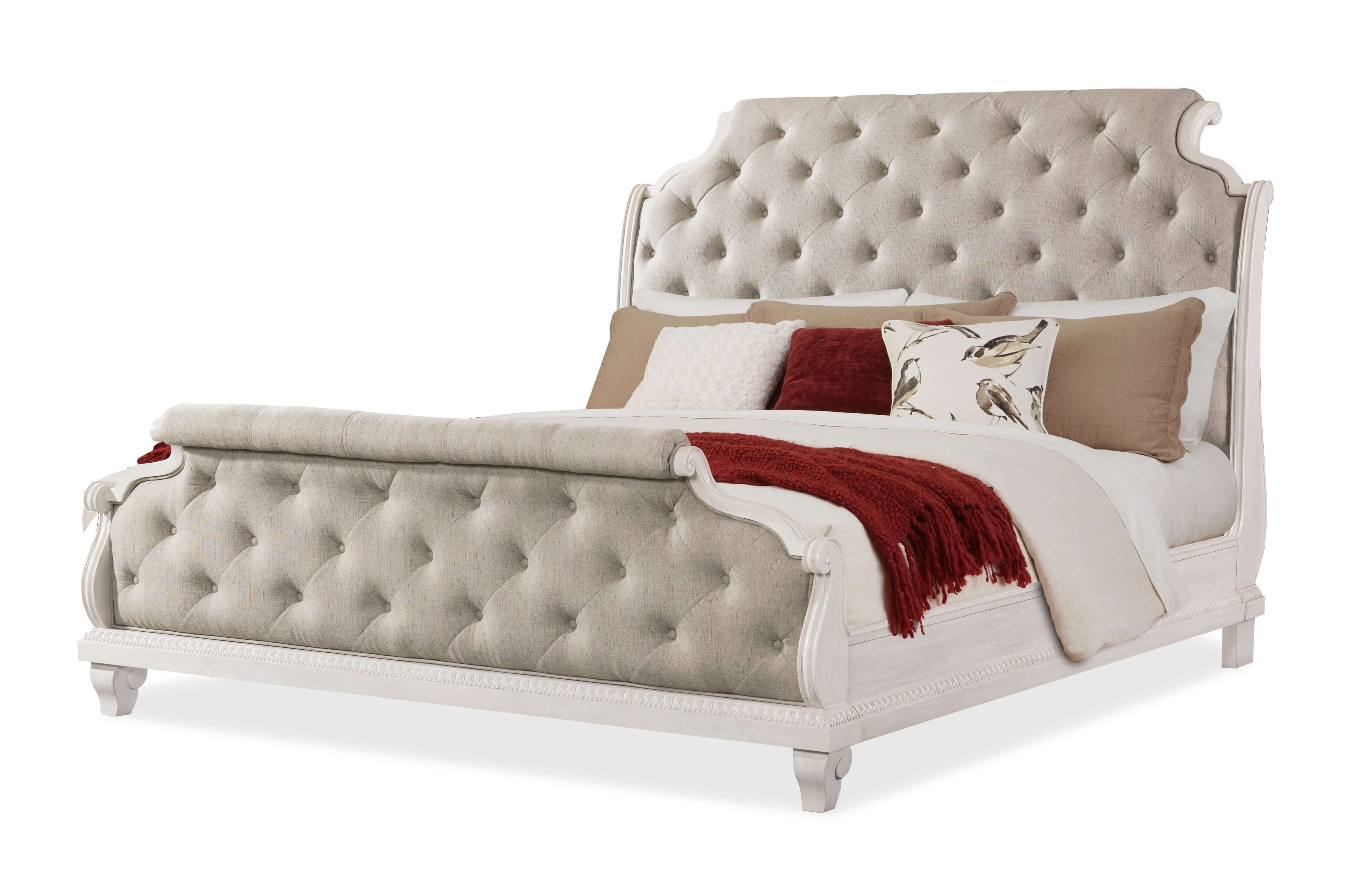 Jasper County Fabric Tufted Sleigh Bed