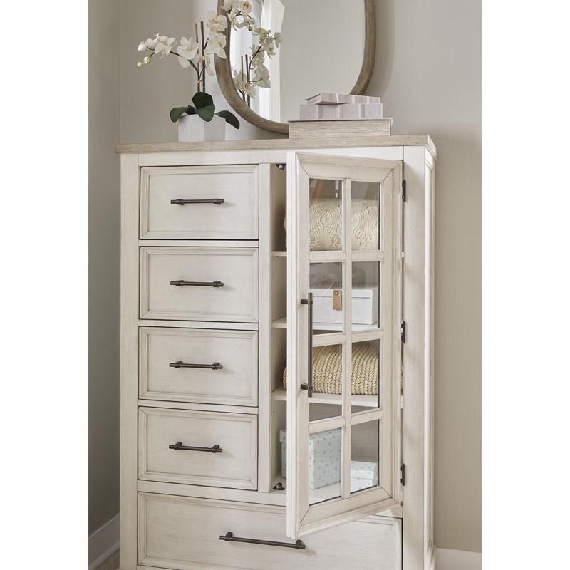 SM Shaybrock Wood Chest w/5 Drawers & Door