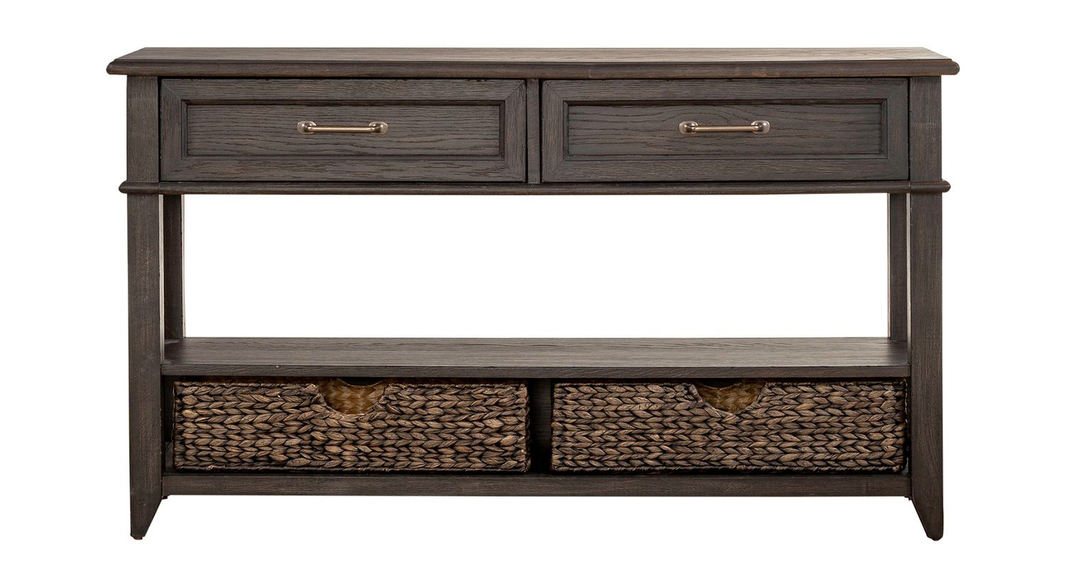 Mill Creek Rectangular Wood 2-Drawer Sofa Table w/2 Baskets