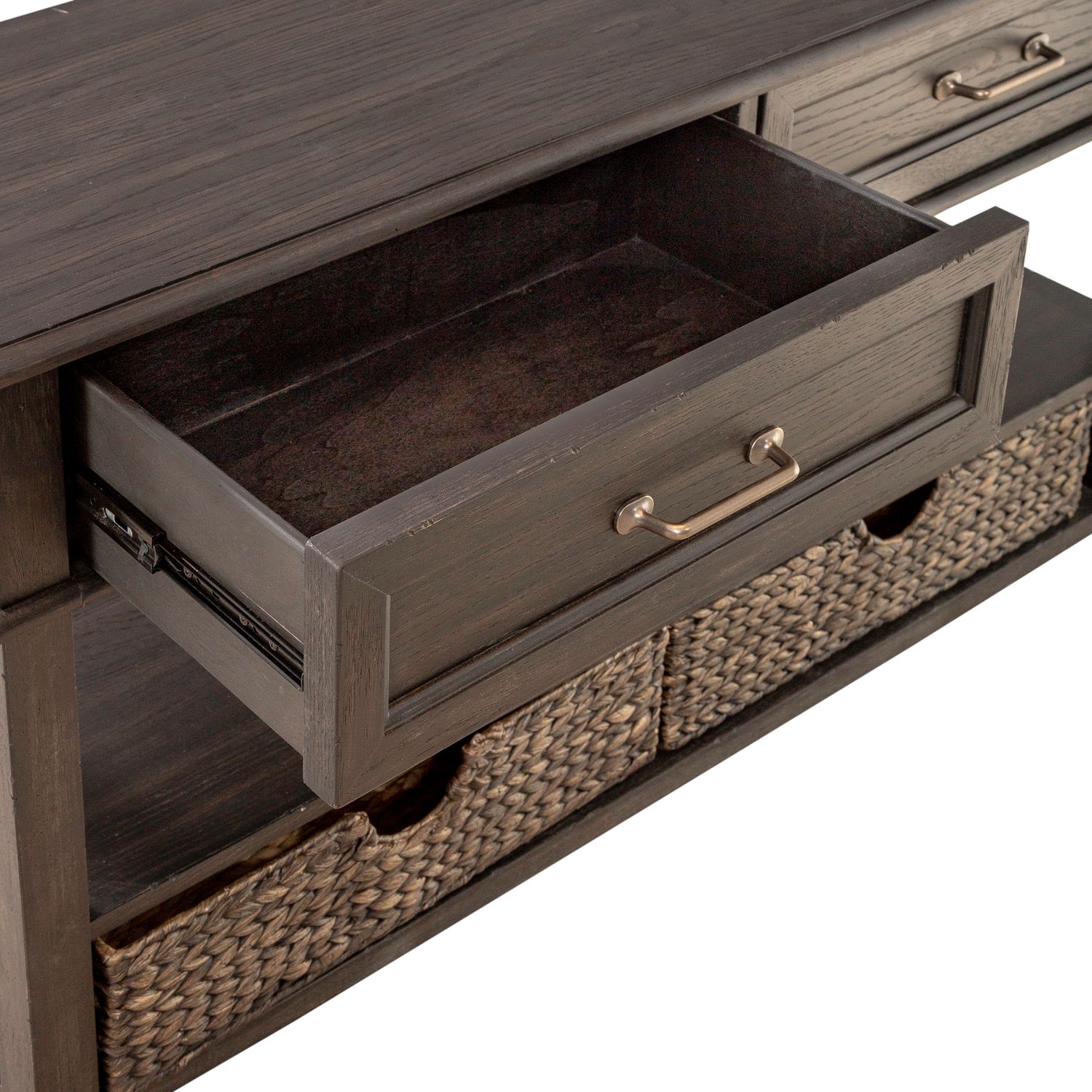 Mill Creek Rectangular Wood 2-Drawer Sofa Table w/2 Baskets