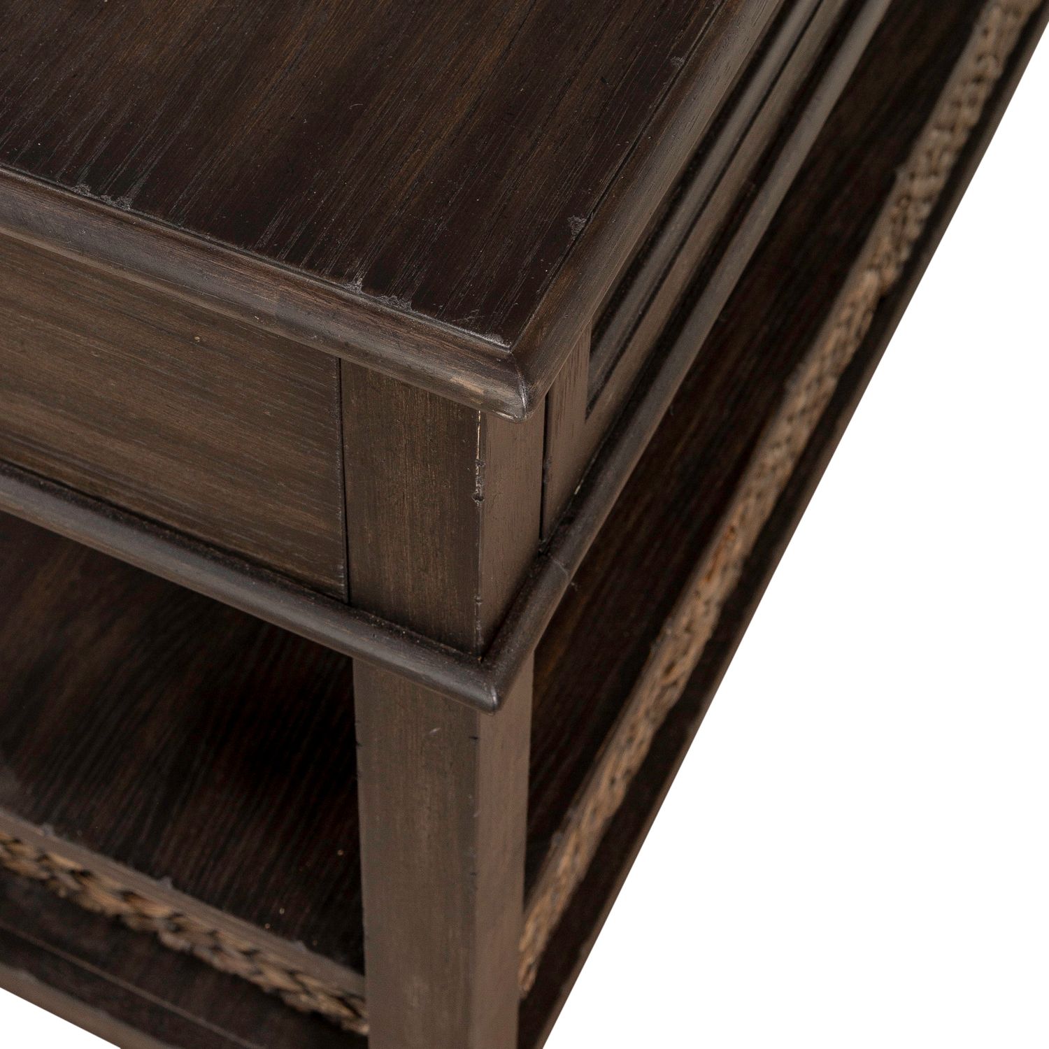 Mill Creek Rectangular Wood 2-Drawer Sofa Table w/2 Baskets