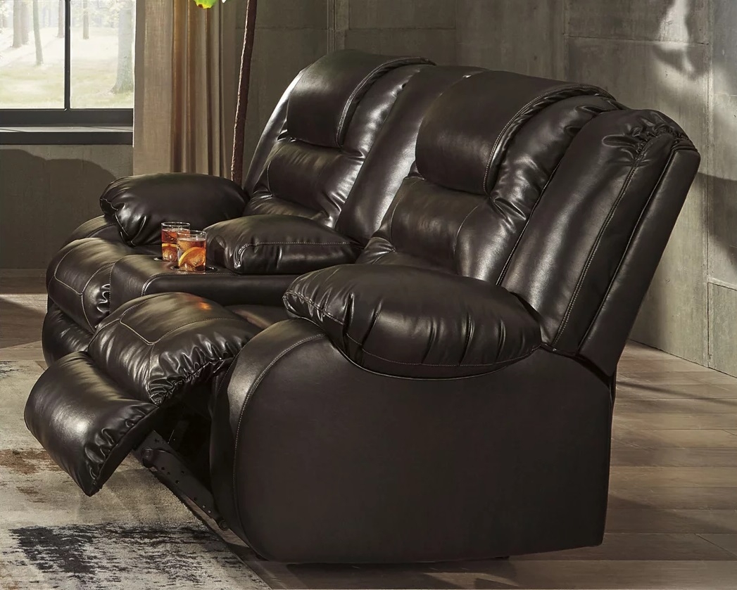 Vacherie PU Manual Reclining Loveseat w/Console