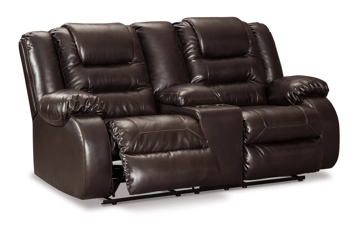 Vacherie PU Manual Reclining Loveseat w/Console