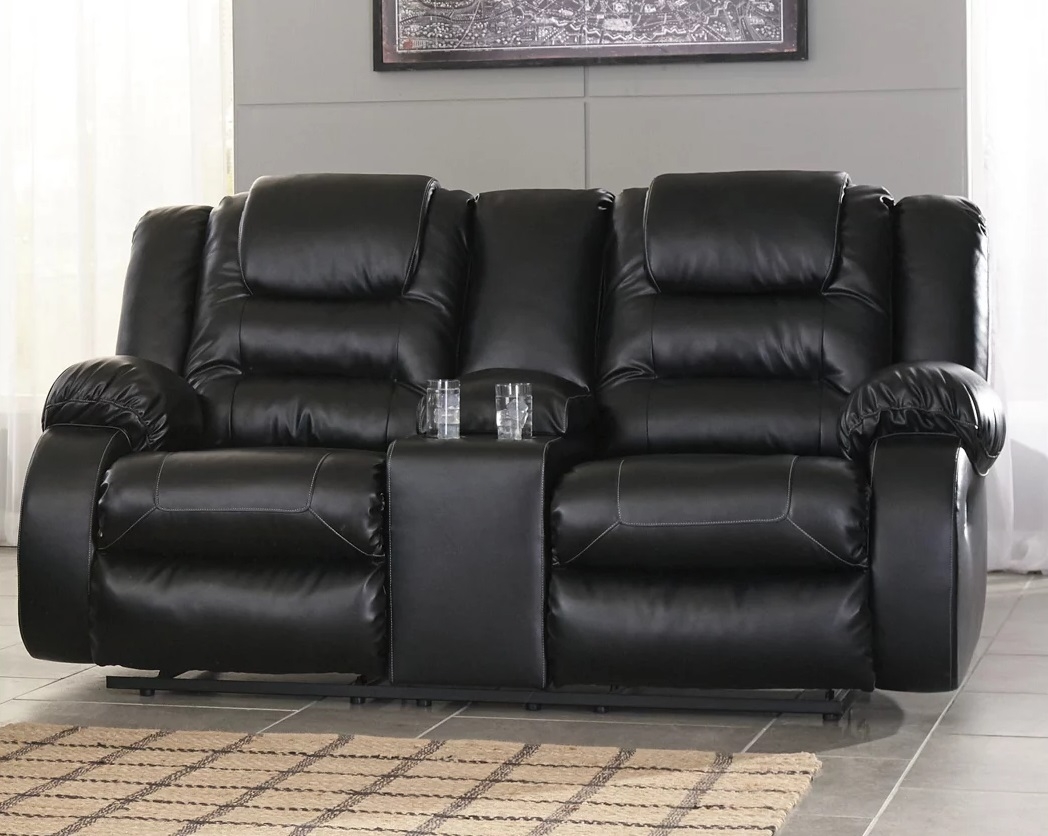 Vacherie PU Manual Reclining Loveseat w/Console