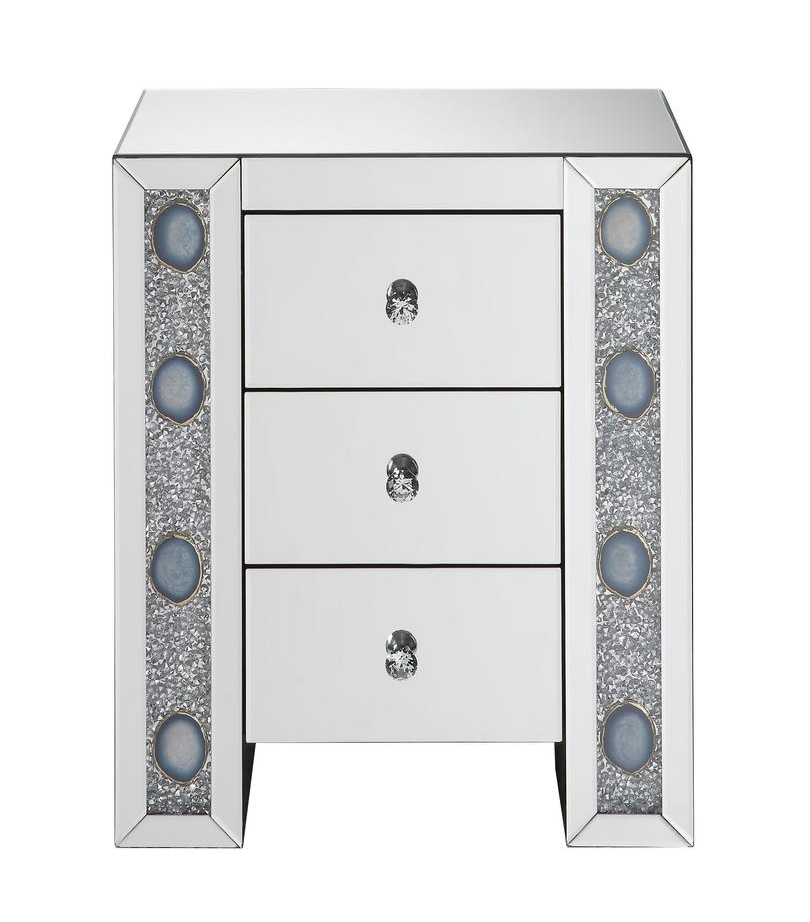 Sonia 97028 Mirrored/Faux Agate Accent Table/Nightstand