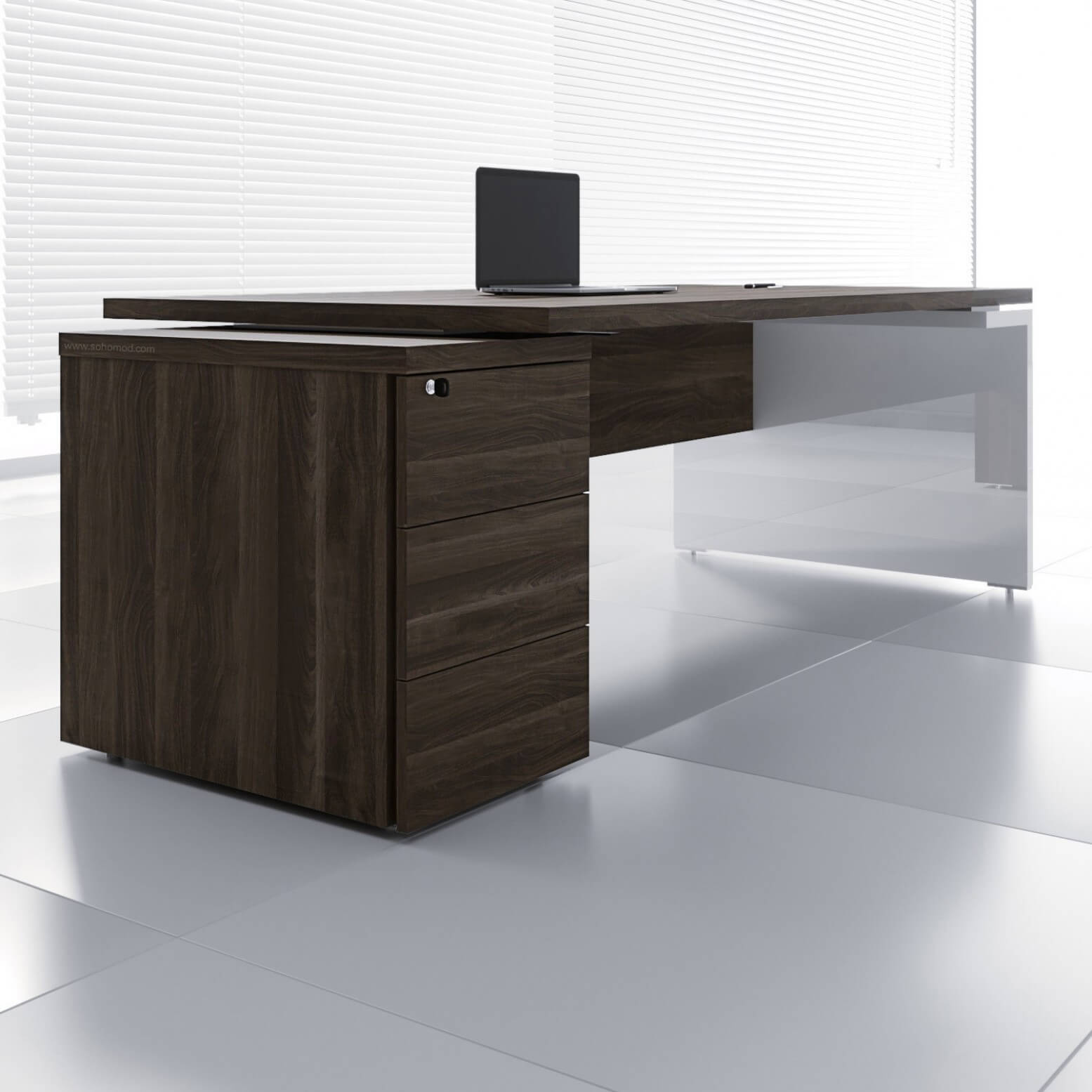 Dark Sycamore + White High Gloss