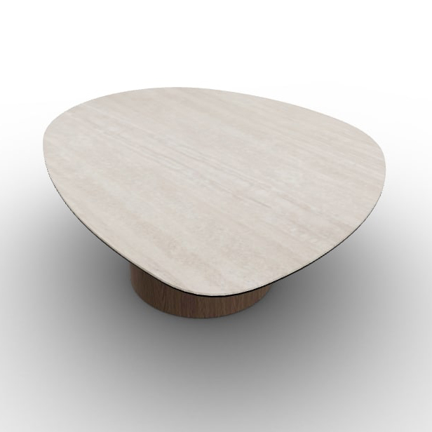 Mushroom Laminated Ceramic-Glass/Wood Pedestal Coffee Table