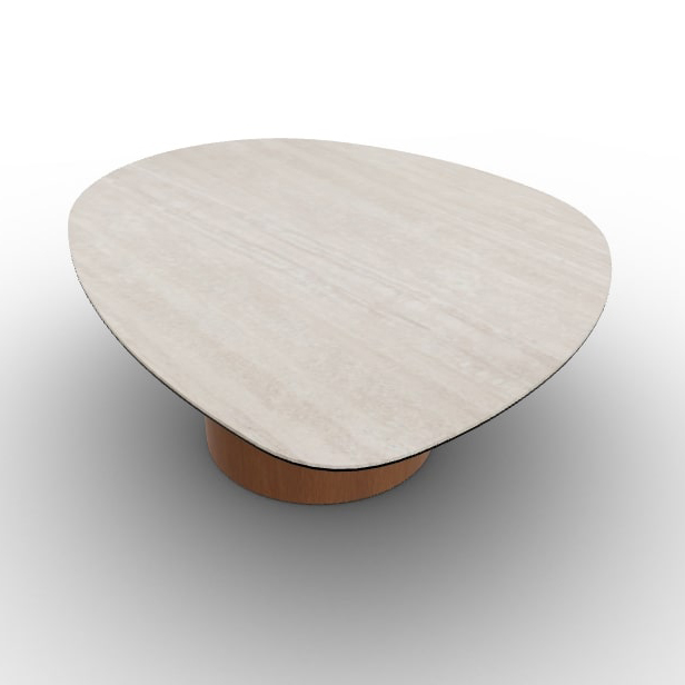 Mushroom Laminated Ceramic-Glass/Wood Pedestal Coffee Table