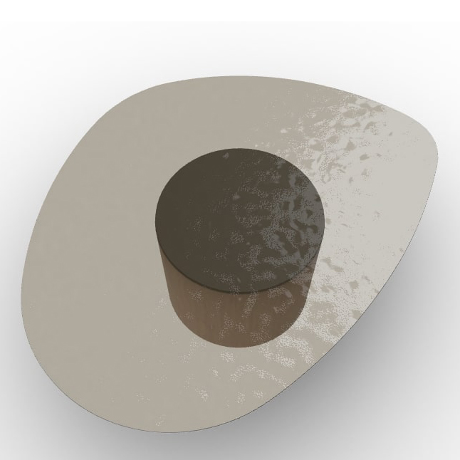 Mushroom Tempered Glass/Wood Pedestal Coffee Table