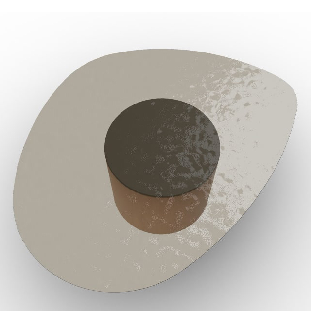 Mushroom Tempered Glass/Wood Pedestal Coffee Table