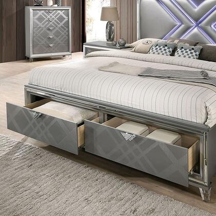 Emmeline Leatherette/Mirror/Wood Panel Storage Bedroom Set