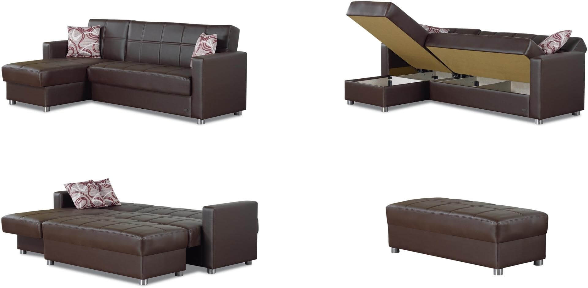 Salem Faux Leather Storage Sectional