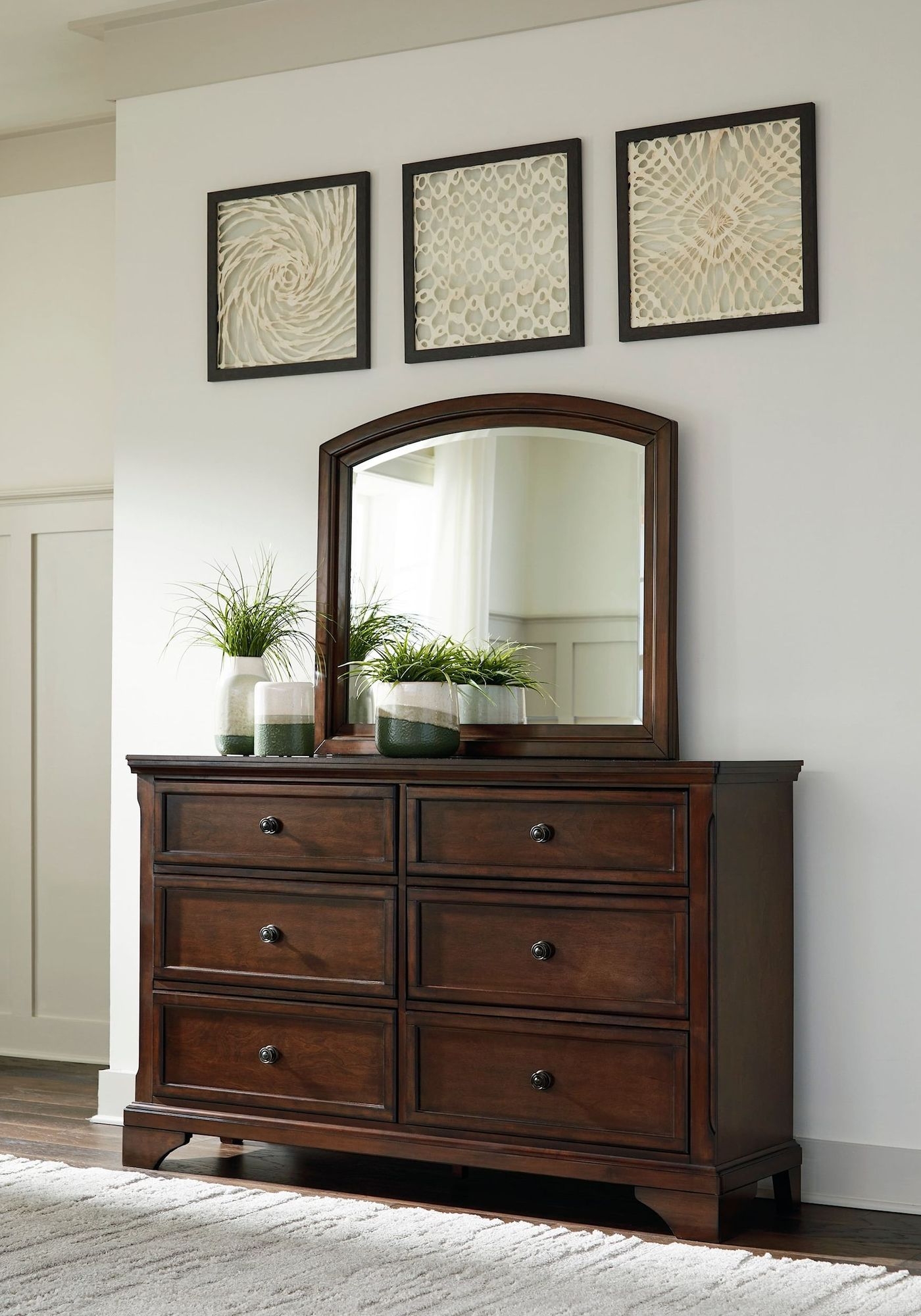 Ashley SM Brookbauer Arched  Mirror with Wooden Frame