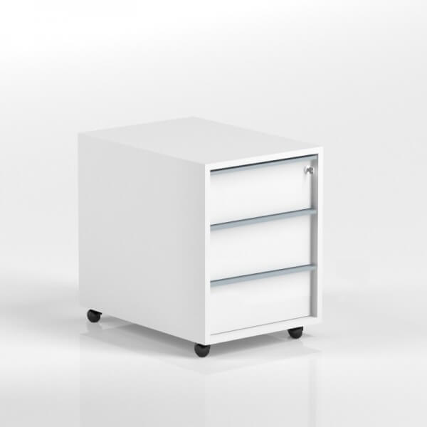 Nova White Mobile Pedestal Drawers & Central Locking