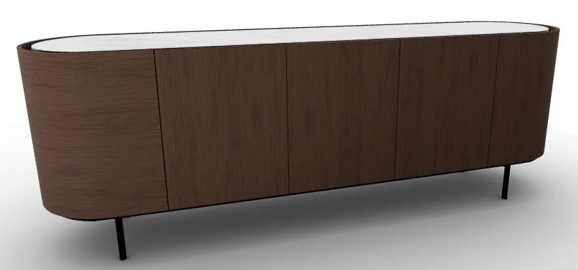 Lake Wood/Ceramic/Metal Sideboard w/5 Doors