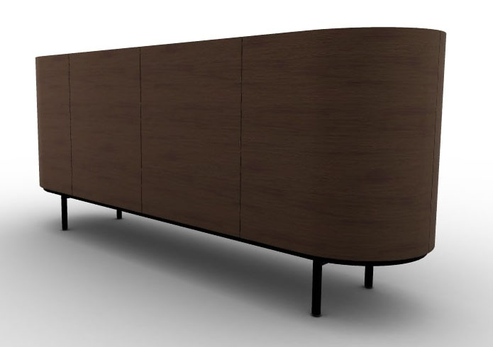 Lake Wood/Ceramic/Metal Sideboard w/4 Doors