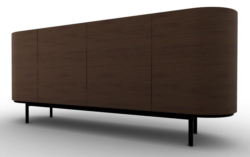 Lake Wood/Ceramic/Metal Sideboard w/4 Doors