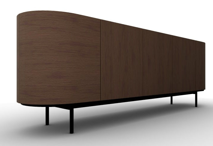 Lake Wood/Ceramic/Metal Sideboard w/5 Doors