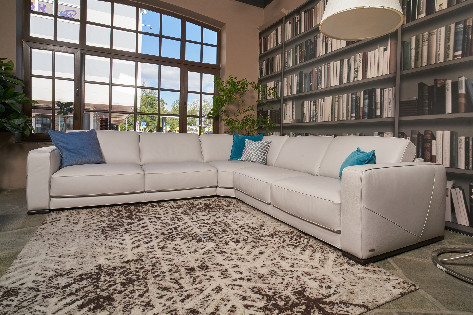 Boston Fabric/Leather L-Shaped Sectional Sofa