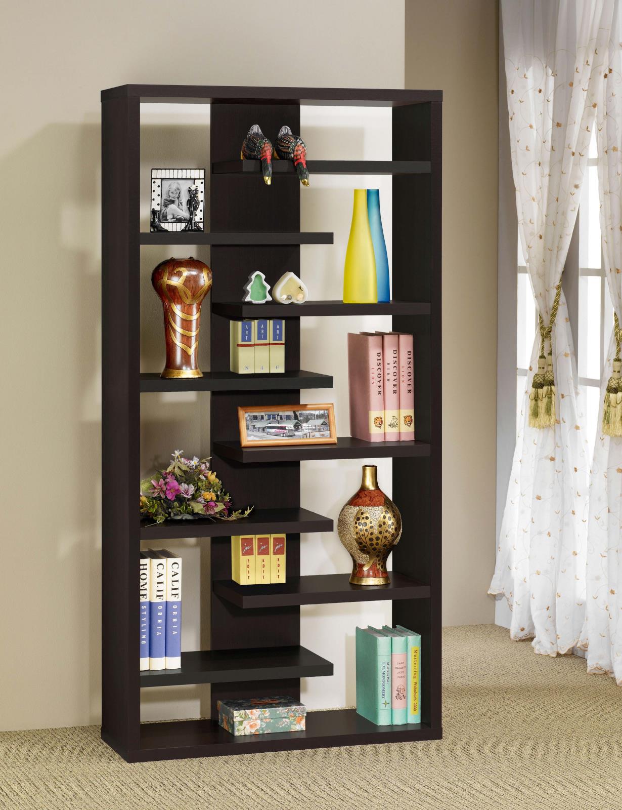 Altmark Bookcase with Staggered Floating Shelves