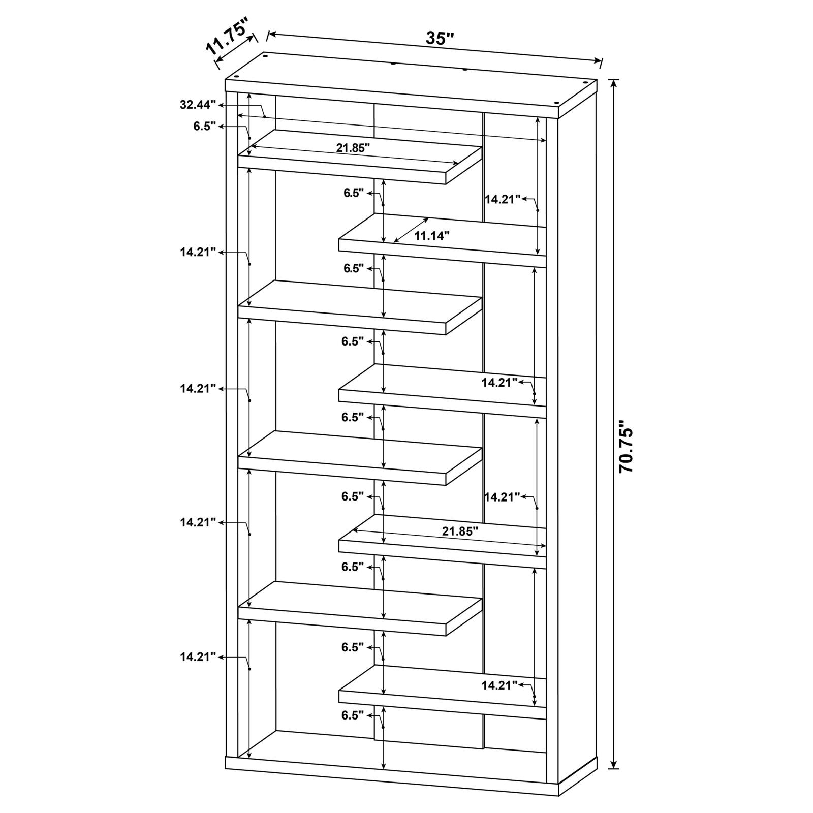 Altmark Bookcase with Staggered Floating Shelves