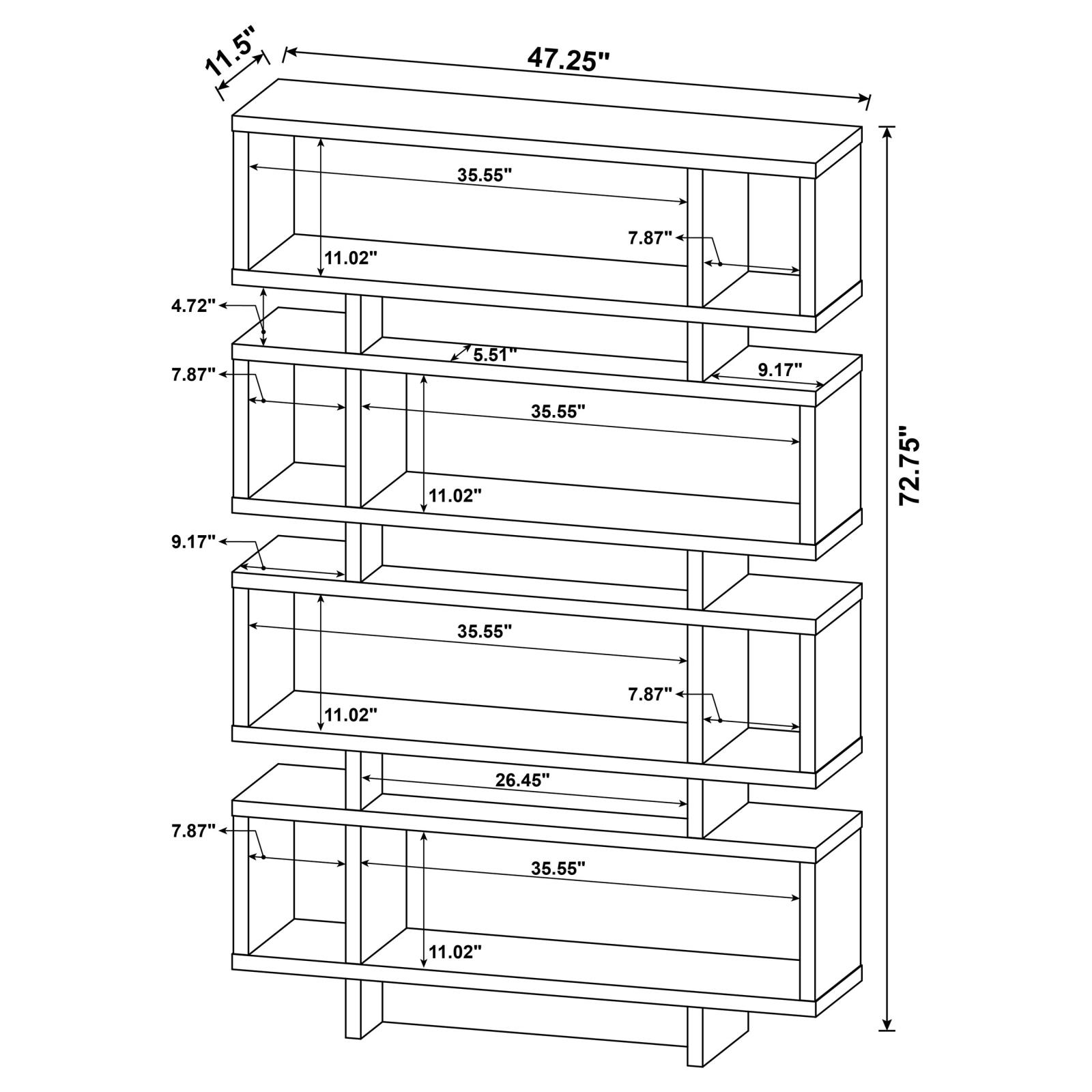 Reid 4-tier Open Back Geometric Bookcase