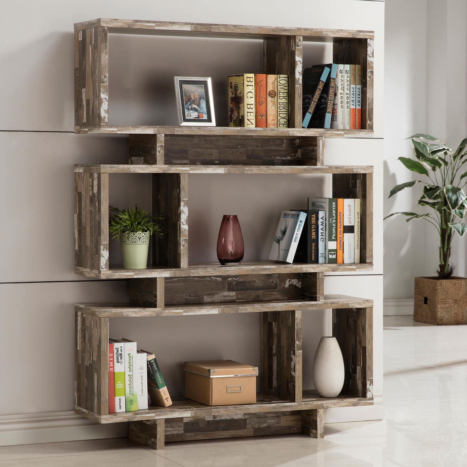 Reid 3-tier Open Back Geometric Bookcase