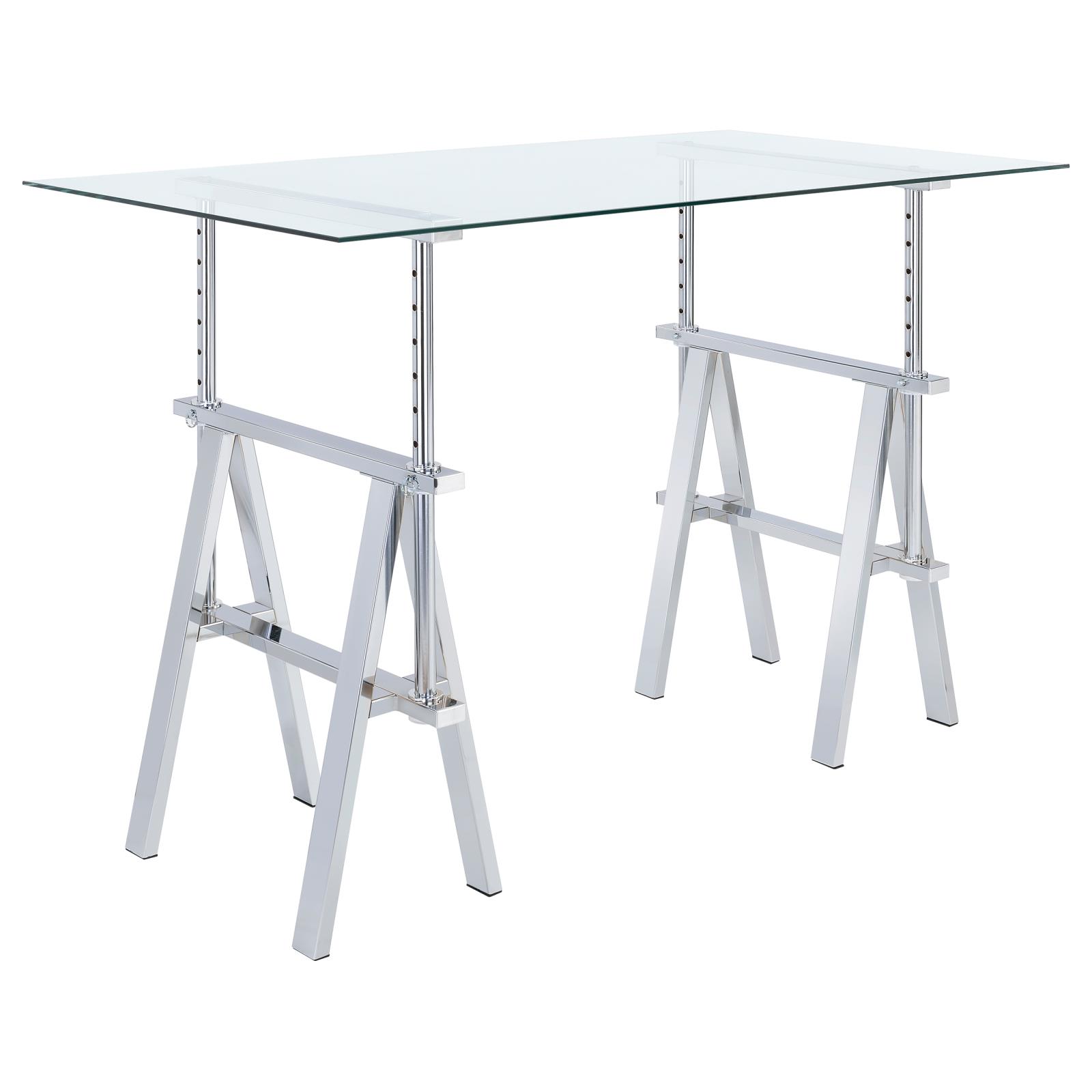 Statham Glass Top Adjustable Writing Desk with Chromed Base
