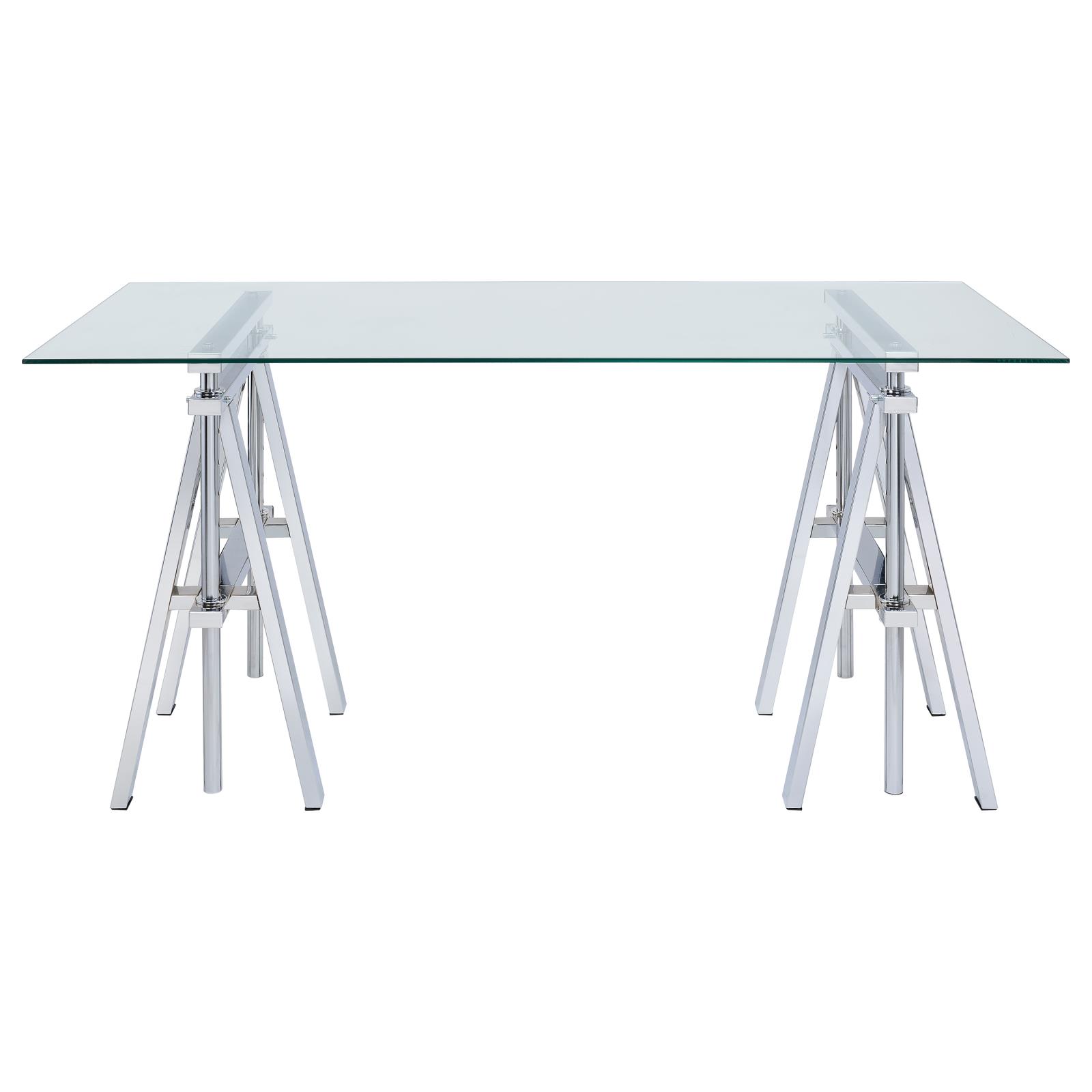 Statham Glass Top Adjustable Writing Desk with Chromed Base